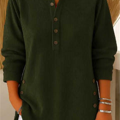Henley Ribbed Tunic - Dark Green